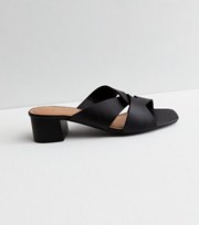 New Look Wide Fit Black Twist Block Heel Mule Sandals